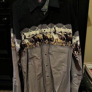 Panhandle Slim Western Horse Print Button-Up Shirt